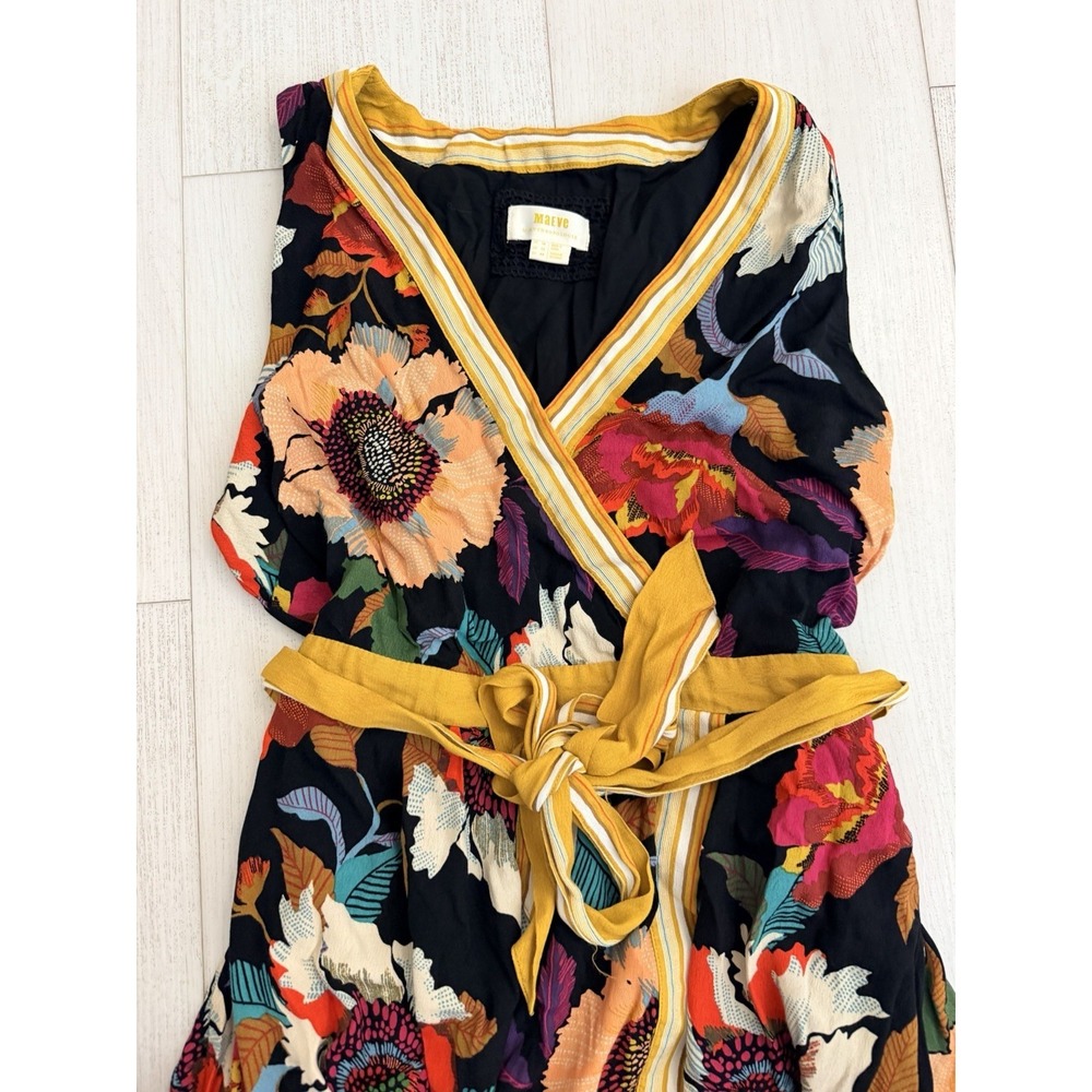 Maeve By Anthropologie Botanical Floral Faux Wrap Handkerchief Dress Sz 12 - Picture 3 of 10